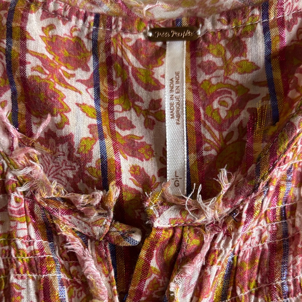 Free People Pink and Yellow Floral Blouse - Picture 3 of 5